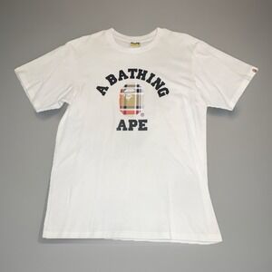 BAPE Check College T-shirt White Multi Beige | A Bathing Ape - Size Large